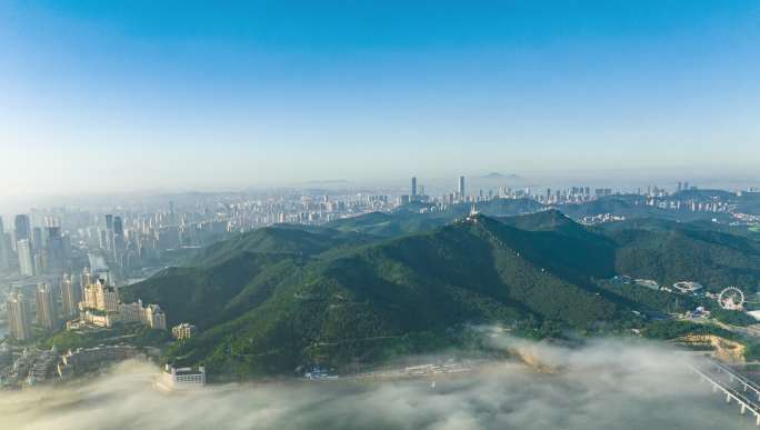 大连滨海路城市山海航拍延时