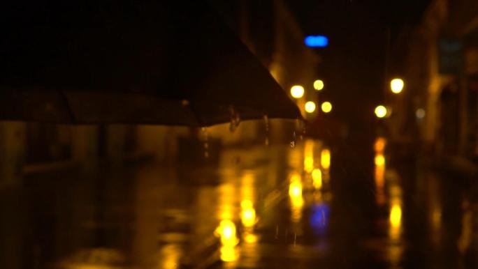 城市雨景、唯美雨夜、下雨夜景、雨伞雨滴