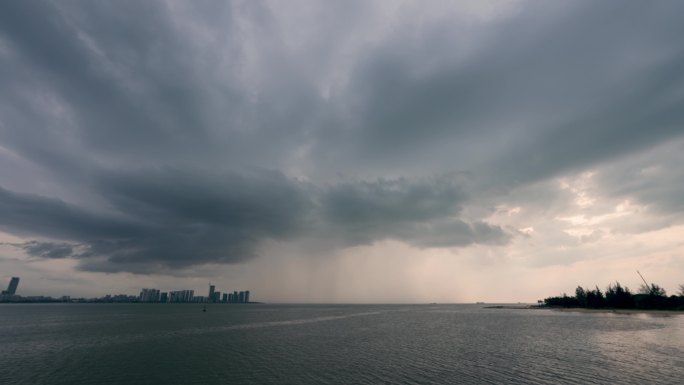 海上黄昏雨景-延时