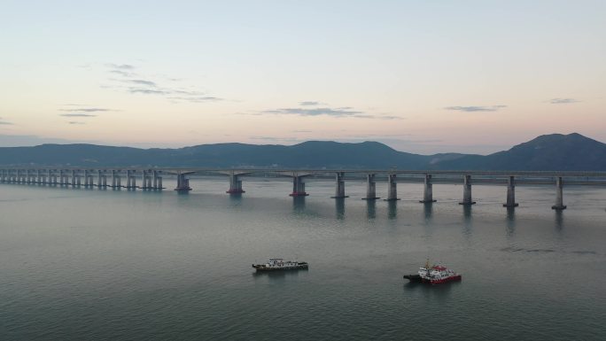 原创 福建福州平潭海峡公铁大桥航拍景观