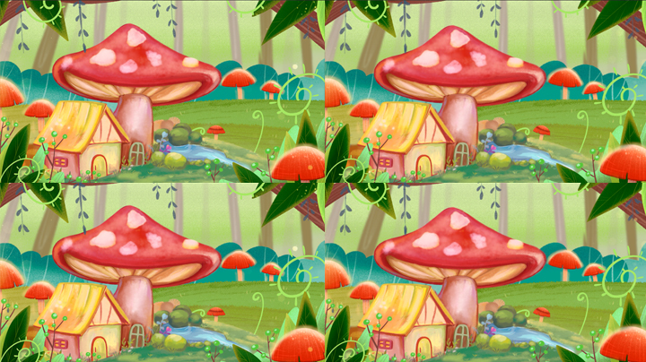 蘑菇屋背景卡通背景茅草屋动物的家