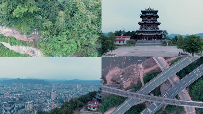 高速公路 老铁路线 高架桥 古塔 风景