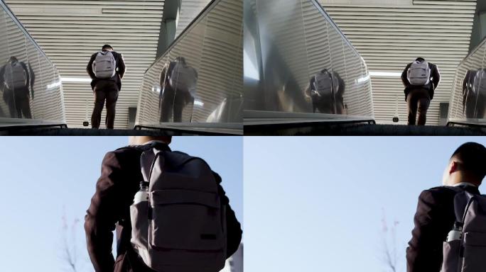 2K拍摄 背包男走出地铁站