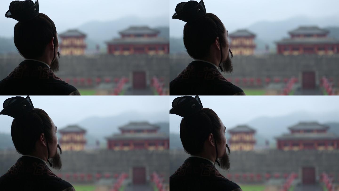 古代场景重现 皇帝看向远处的宫殿