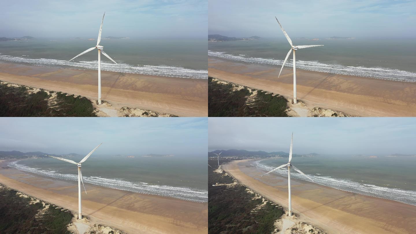 原创 福建福州长江澳风力发电海滩旅游风光