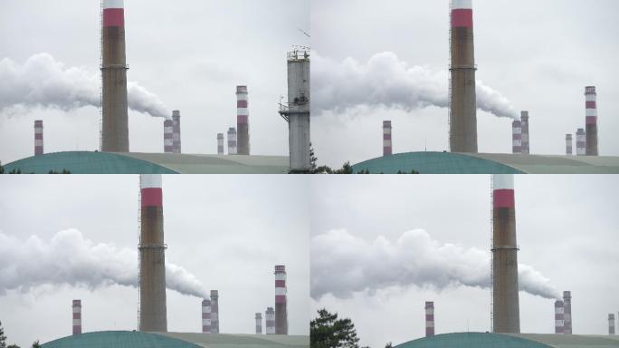 工厂 工业园 烟囱 冒烟