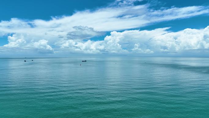 4K中国南海海域西沙群岛蓝天白云大海
