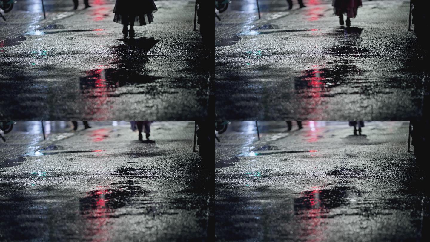 夜晚下雨-孤独的脚步