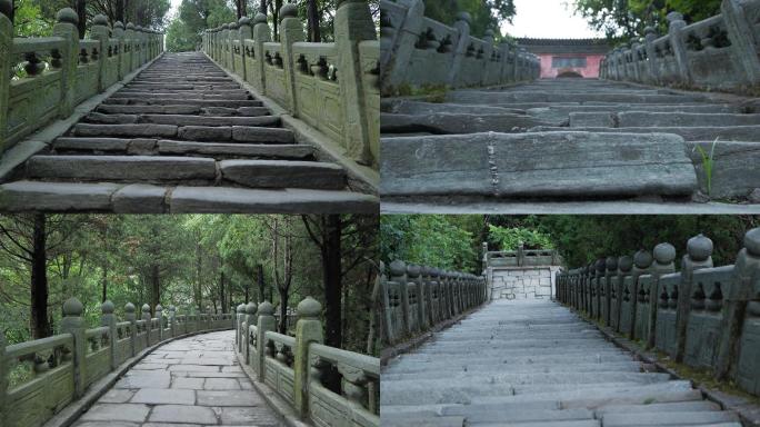 石台阶 古神道石板楼梯石栏杆