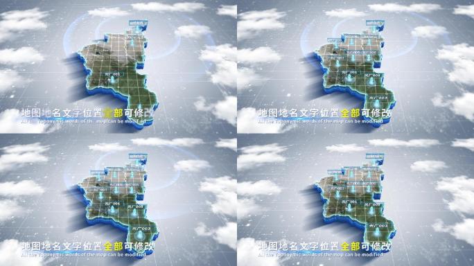 【4K原创】淮北市蓝色科技范围立体地图