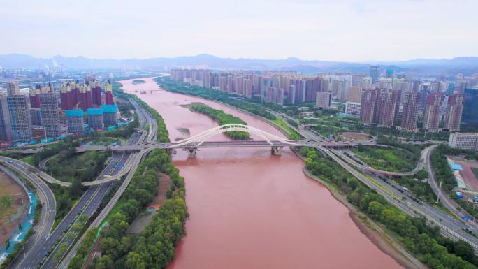 雨后 兰州 黄河 深安大桥 桥