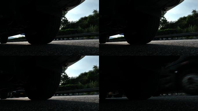 低角度拍摄高速公路通行的汽车