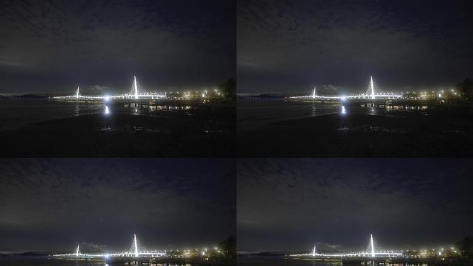 超4k延时夜晚的深圳湾大桥