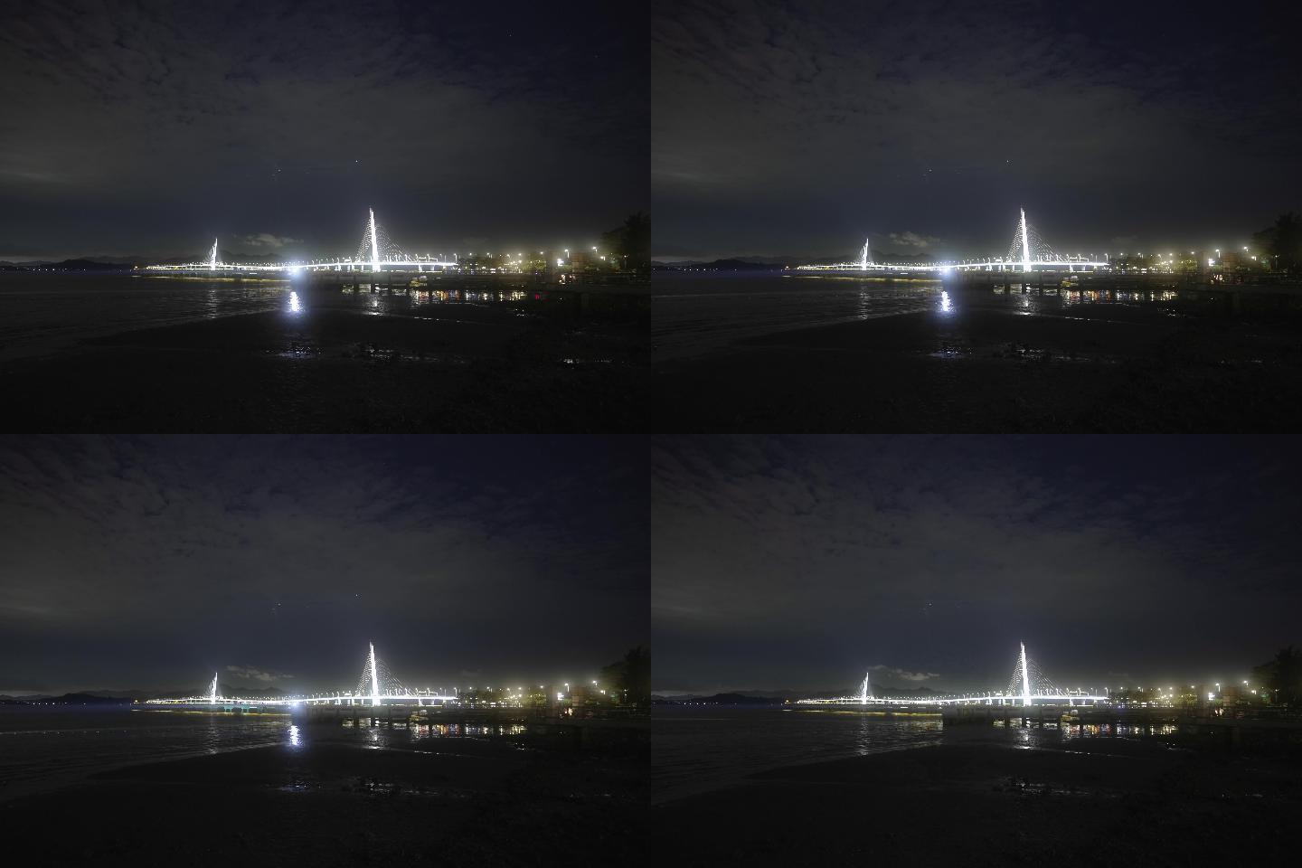 超4k延时夜晚的深圳湾大桥