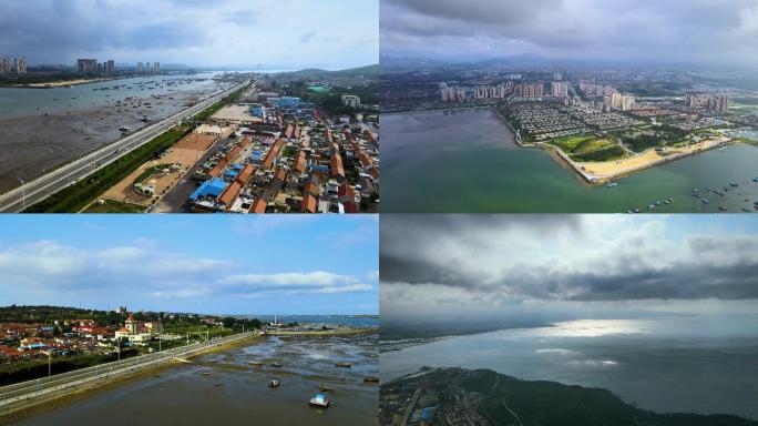 烟台养马岛风景区海边沙滩航拍4K