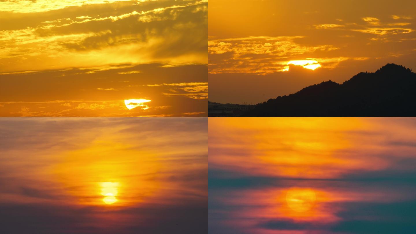 太阳落山太阳钻云 日光阳光夕阳红 宣传片视频素材 火烧云 傍晚黄昏时