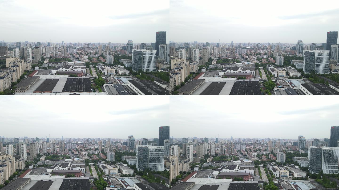 上海杨浦区黄兴公园地标建筑全景4K航拍