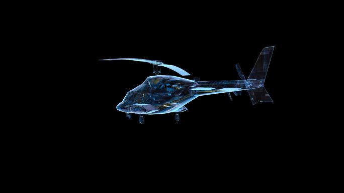 全息HUD透视直升飞机透明通道素材