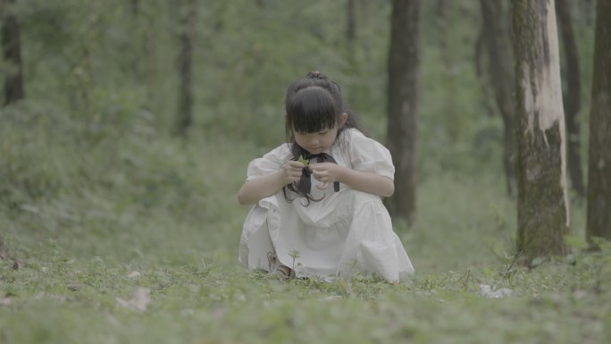 森林小女孩寻找小花（fx3原素材）