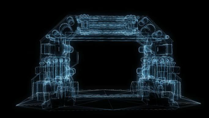透视全息机械门打开透明通道素材