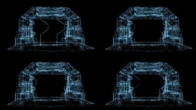 透视全息机械门打开透明通道素材