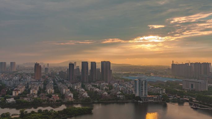 安徽蚌埠城市傍晚阳光延时4k