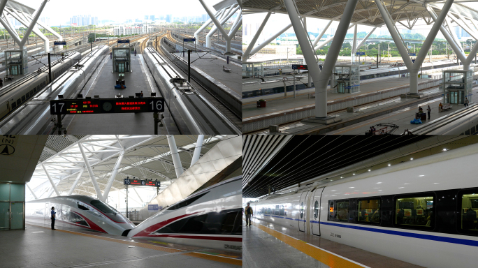 高铁列车进出广州南站4K60P