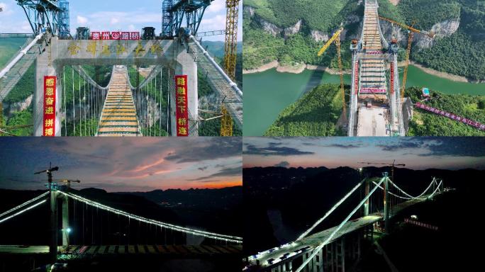 建设中的乌江金烽大桥（4K素材）