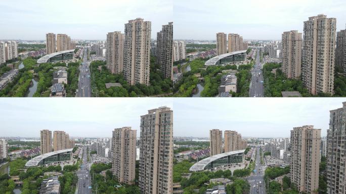 上海浦东新区康桥镇全景4K航拍原素材