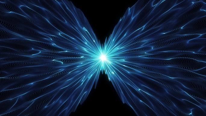 蓝色粒子能量汇聚黑洞吸入光聚集波纹吸收