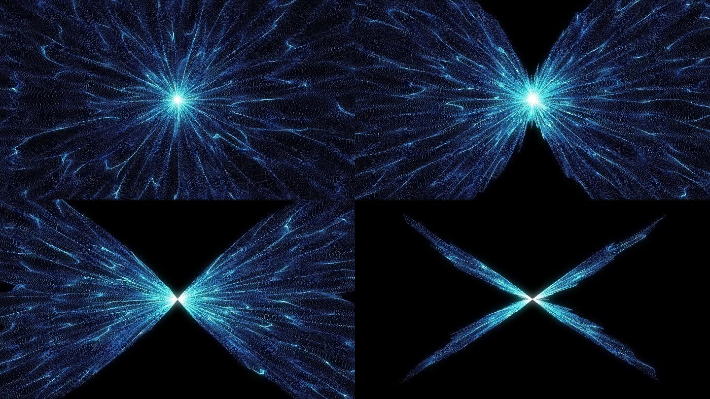 蓝色粒子能量汇聚黑洞吸入光聚集波纹吸收