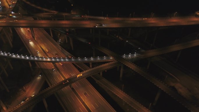 4K重庆最复杂的立交桥夜景航拍