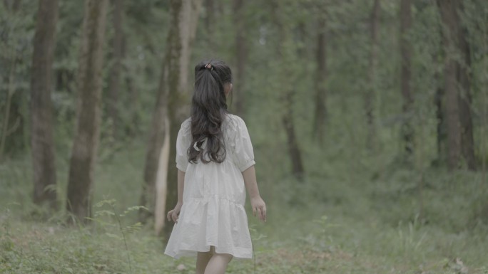 森林小女孩背影奔跑（fx3原素材）