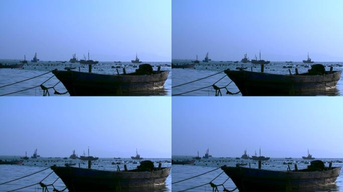 渔港 清晨 渔船  渔村