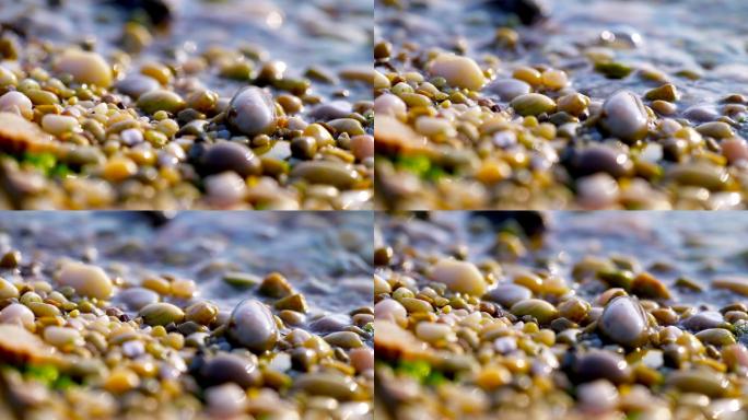 沙滩 海浪 鹅卵石