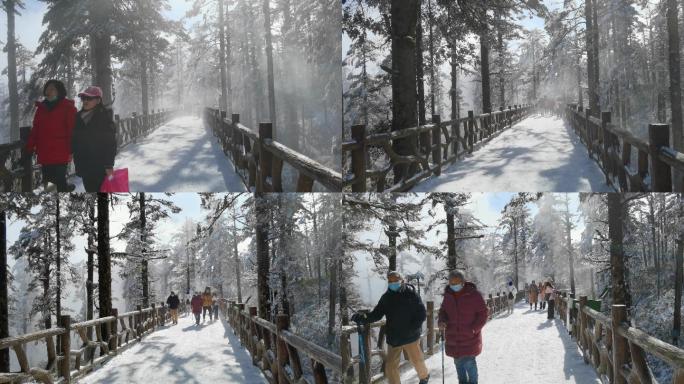 四川洪雅瓦屋山冰雪风光，瓦屋山云海雪景