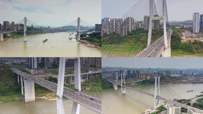 重庆大佛寺长江大桥航拍大佛寺大桥4k