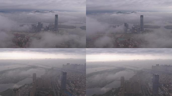 厦门航拍4k集美杏林平流雾-低空