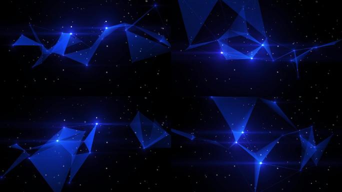 星空科技连线背景 蓝色 闪烁 星光