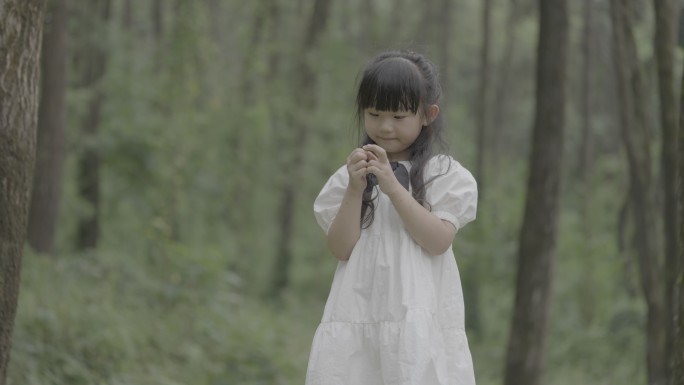 森林小女孩握着小花（fx3原素材）