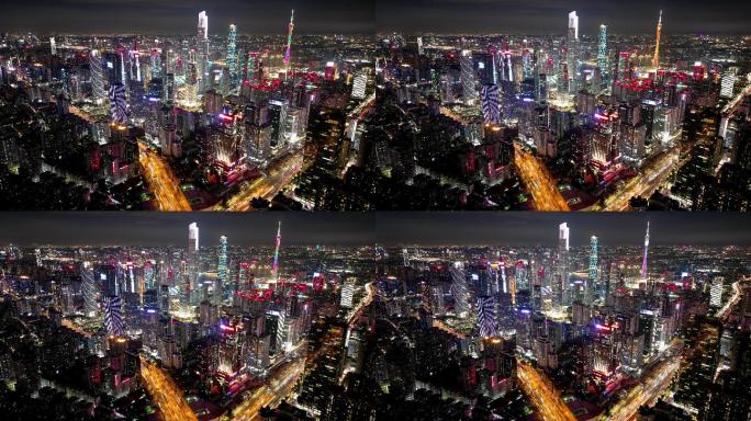 广州珠江新城CBD城市夜景延时航拍3