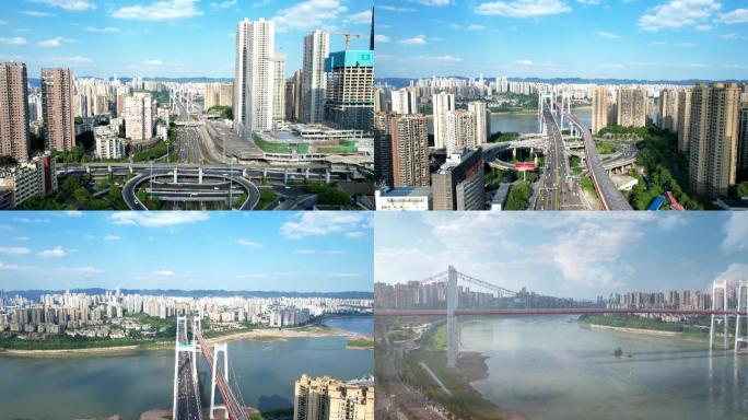 鸟瞰重庆大全景，延时摄影