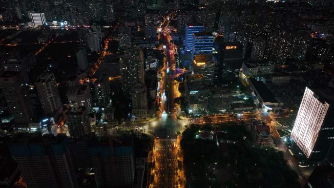 上海市杨浦区大连路长阳路夜景航拍