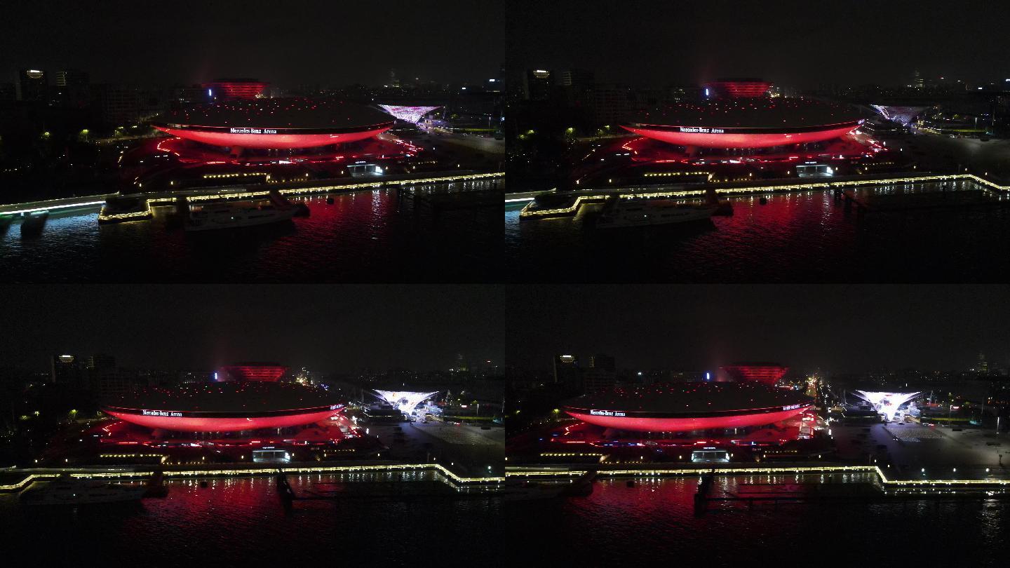上海梅赛德斯奔驰文化中心4K航拍夜景