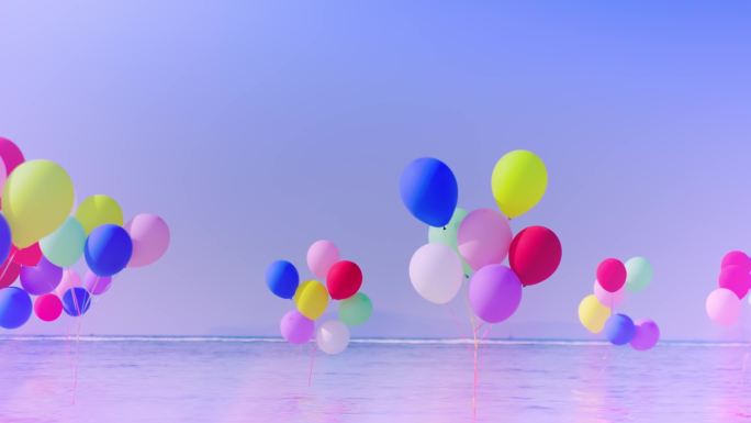 海边浪漫彩色气球