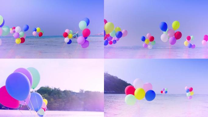 海边浪漫彩色气球