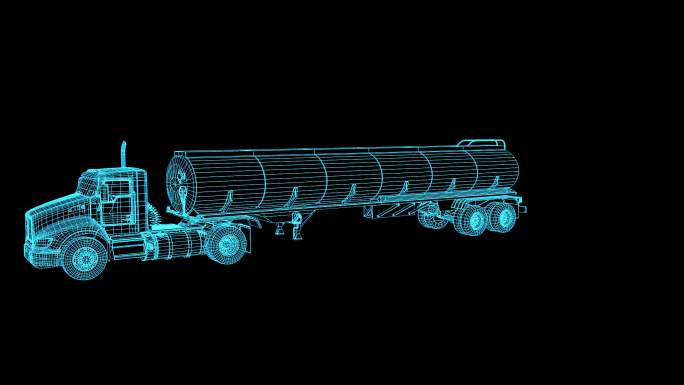 4K蓝色全息科技油罐车旋转带通道
