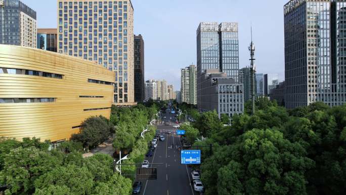 杭州滨江城区现代城市建筑和道路航拍