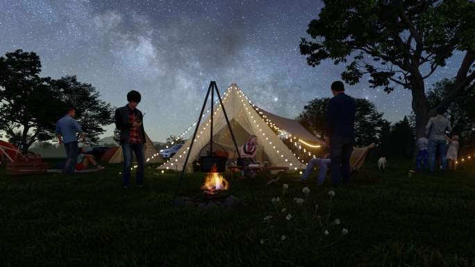 户外营地露营星空银河