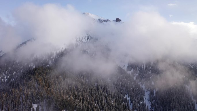 穿过云雾细嗅雪山航拍4K电影感
